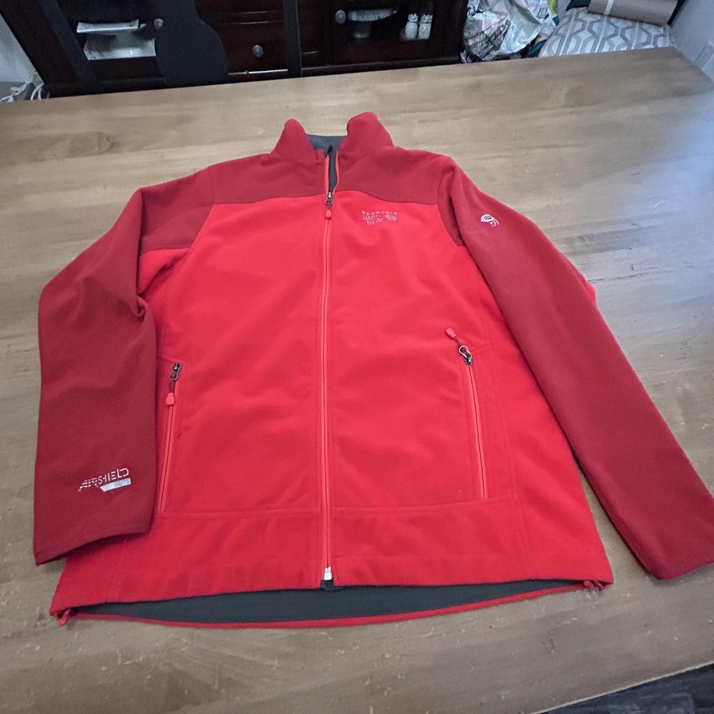 Mountain Hardwear Jacket Mens Medium‎ Red AirShield Windproof Softshell Full Zip